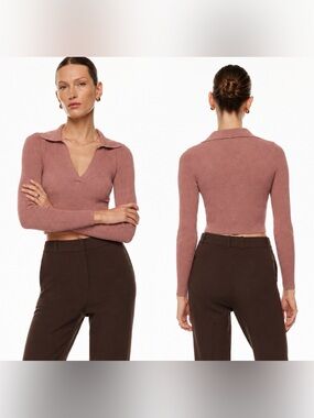 Aritzia Babaton Sculpt Knit Polo Longsleeve